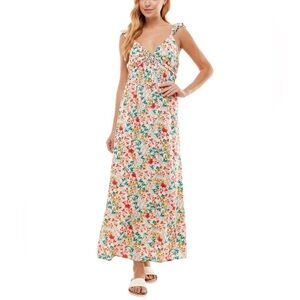 Kingston Grey Boho Floral Ruffle Sleeve Day Maxi Dress Size Small